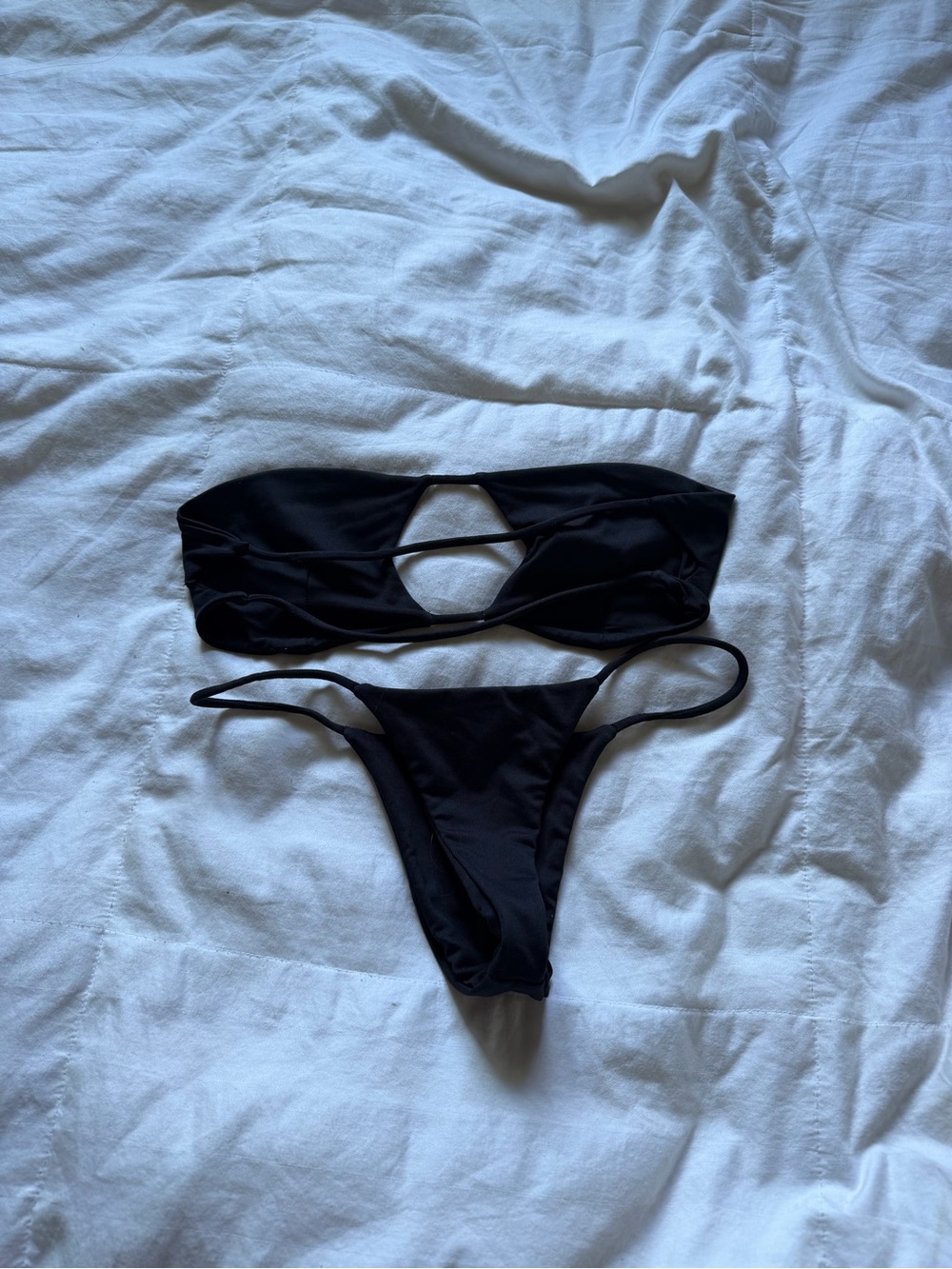 Indah Black Bandeau Cutout Bikini Set